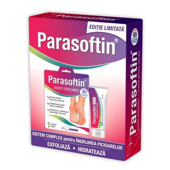 Parasoftin sosete exfoliante + Crema pentru calcaie Silk - 50ml