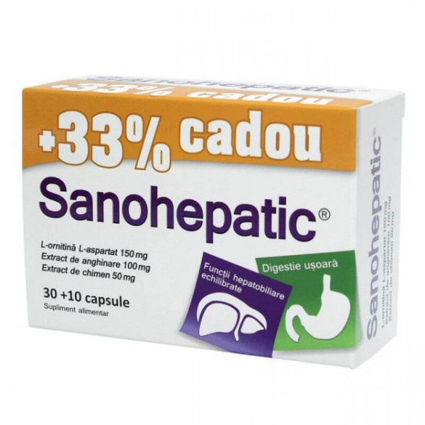 Sanohepatic 30+10 cps gratis (33% cadou)