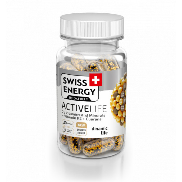Swiss Energy ActiveLife (25 de vitamine si minerale + K2 + Guarana) - 30 cps