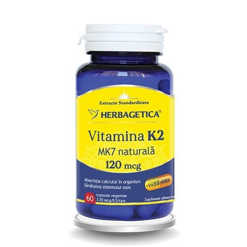 Vitamina K2 MK7 naturala 120 mcg - 60 cps