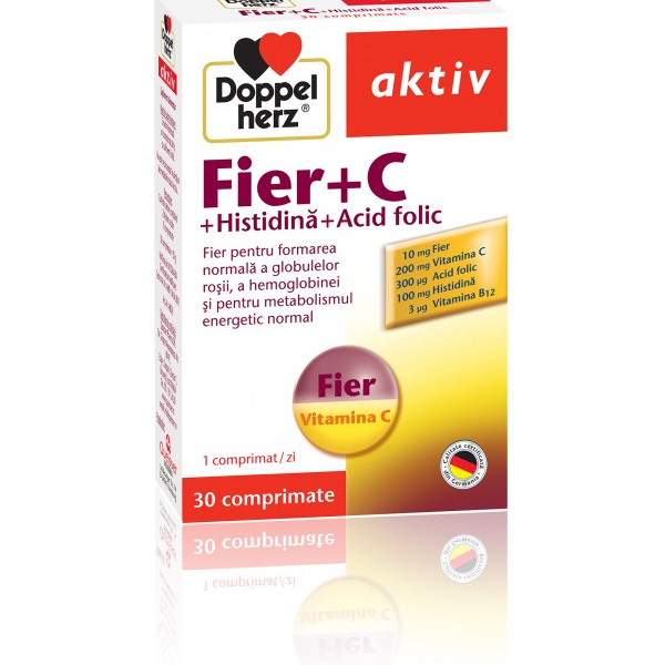 Doppelherz aktiv Fier + C + Histidina + Acid folic - 30 cpr