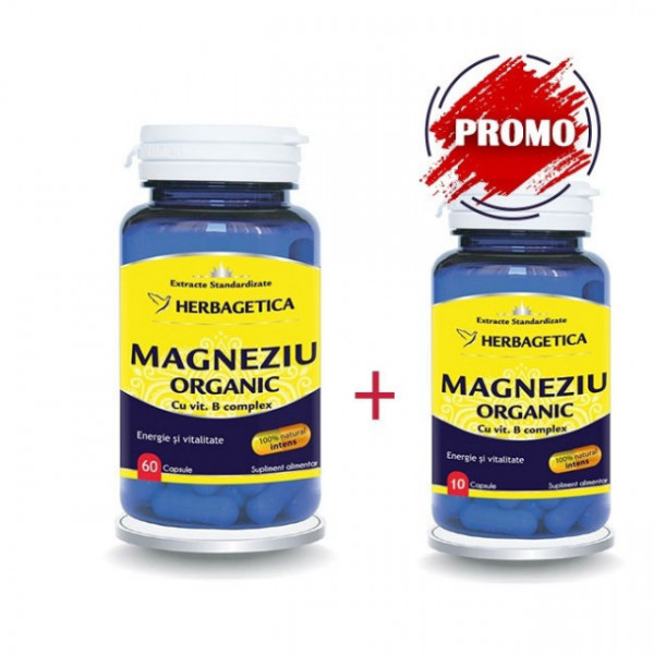 Magneziu Organic 60 cps + 10 cps Gratis
