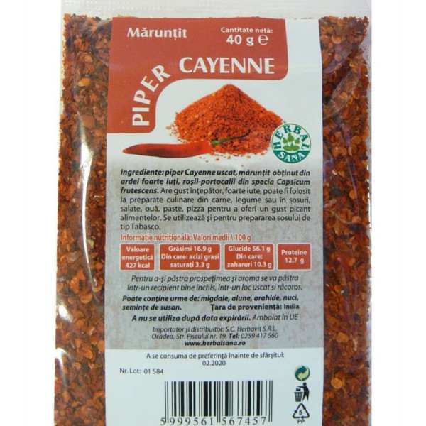 Piper Cayenne maruntit - 40 g Herbavit