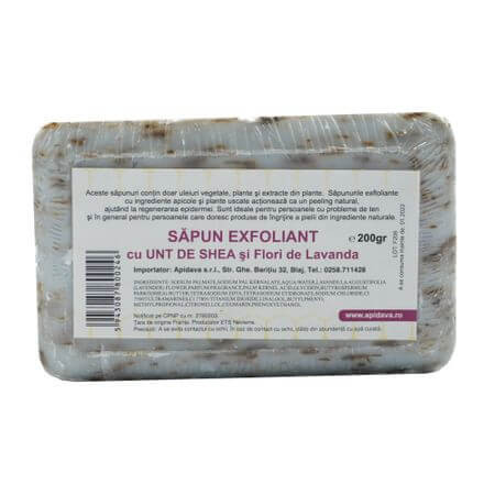 Sapun exfoliant cu shea si lavanda - 200 g Apidava