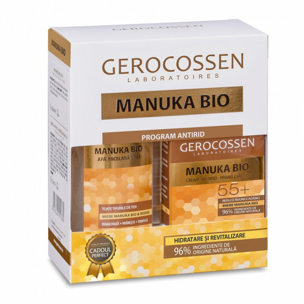Set cadou Manuka Bio Crema antirid 55+ si Apa micelara