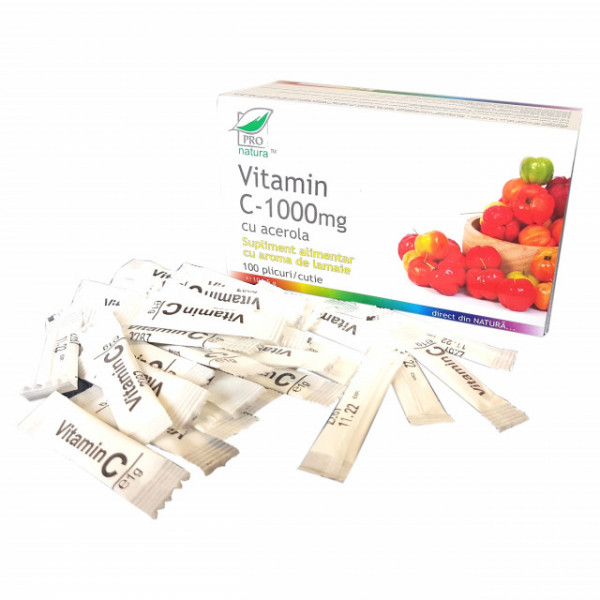 Vitamina C 1000 mg cu Acerola si Gust de Lamaie - 100 dz