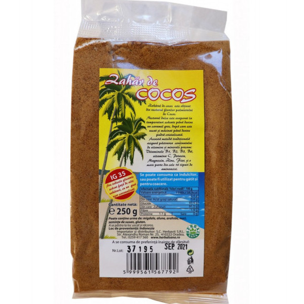 Zahar cocos - 250 g Herbavit