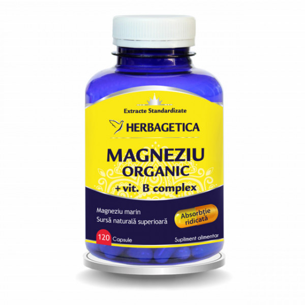 Magneziu Organic cu vitamina B complex - 120 cps
