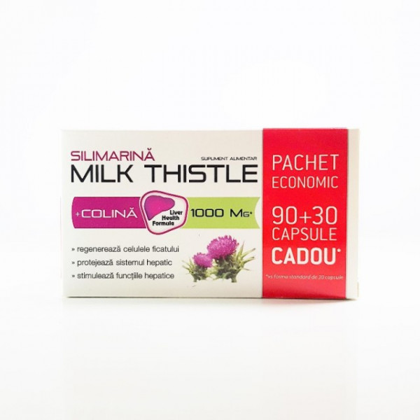 Milk Thistle + Colina - 90 cps + 30 cps Cadou