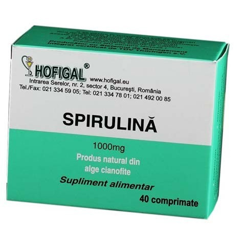 Spirulina 1000 mg, 40 cpr, Hofigal