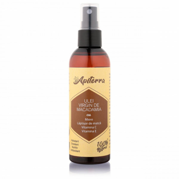 Ulei virgin de macadamia cu miere, laptisor de matca, vitamina C si E Apiterra - 100 ml
