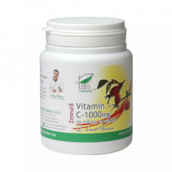 Vitamina C 1000 mg cu Acerola Zmeura cu macese - 100 cpr