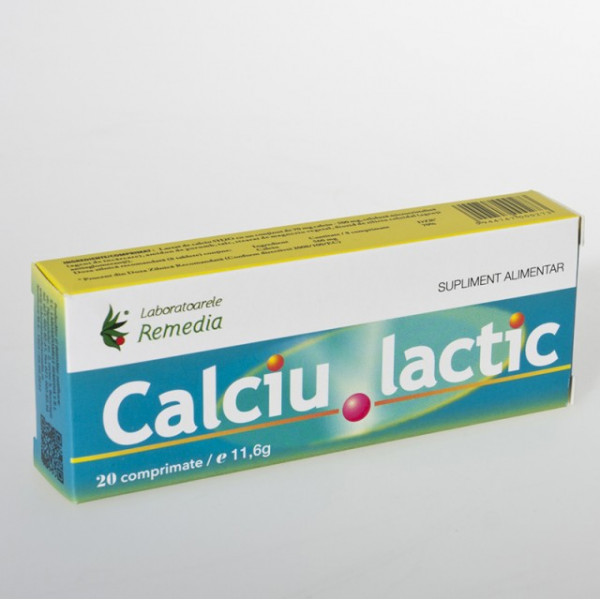 Calciu lactic 500 mg - 20 cps