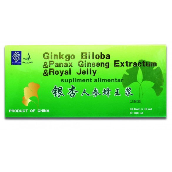 Ginkgo Biloba + Royal Jelly + Ginseng - 10 fiole