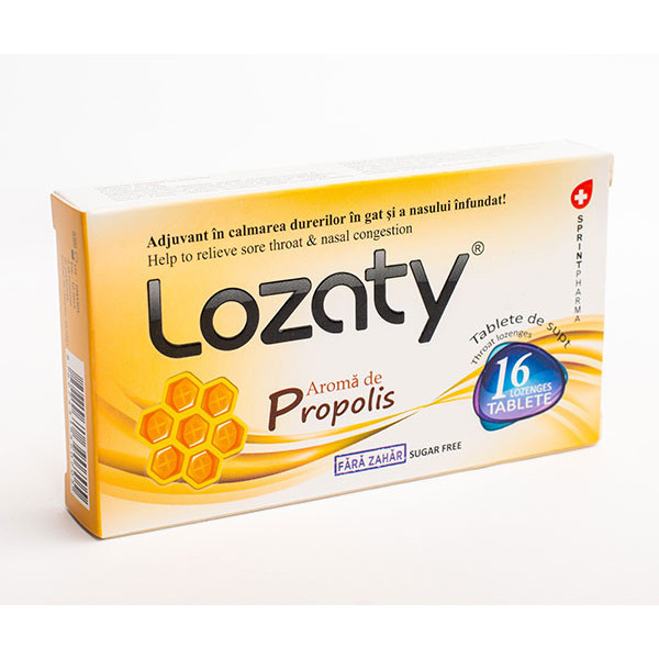 Lozaty cu aroma de Propolis fara Zahar - 16 tbl Sprint Pharma