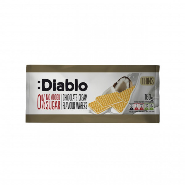 Napolitane Diablo cu crema si aroma de cocos, fara adaos de zahar - 160 g