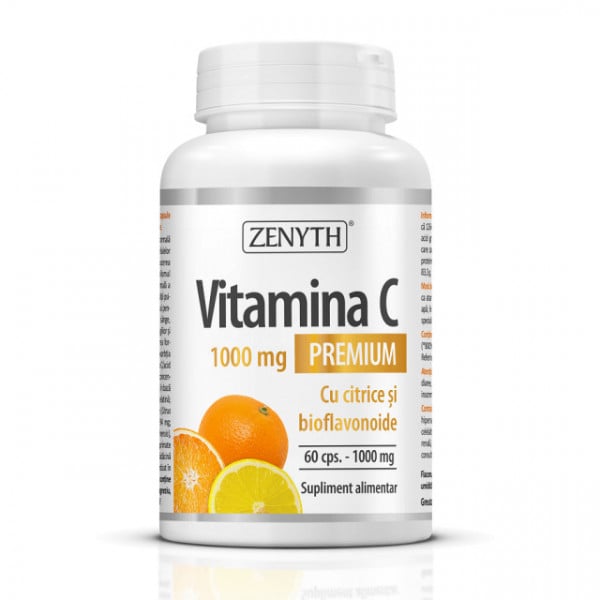 Vitamina C Premium 1000 mg cu citrice bioflavonoide - 60 cps