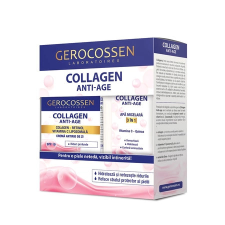 Crema antirid de zi Collagen Anti-Age - 50 ml + Apa micelara 3 in 1 Collagen Anti-Age - 300 ml