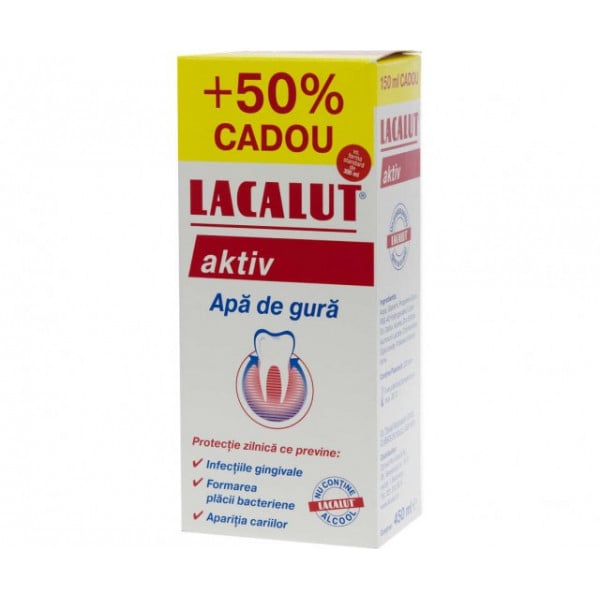 Apa de gura Lacalut Aktiv - 300 ml +50% Cadou