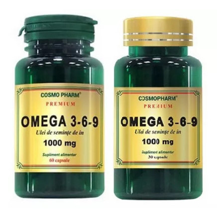 Omega 3-6-9 Ulei de seminte de in - 60cps + 30cps Gratis