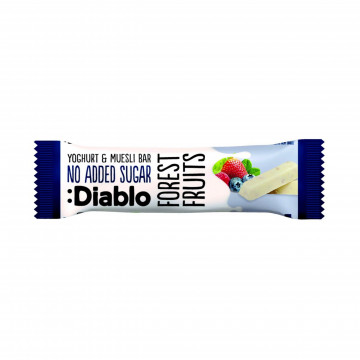 Baton musli cu aroma de fructe de padure si glazura de iaurt, fara adaos de zahar, Diablo - 30g