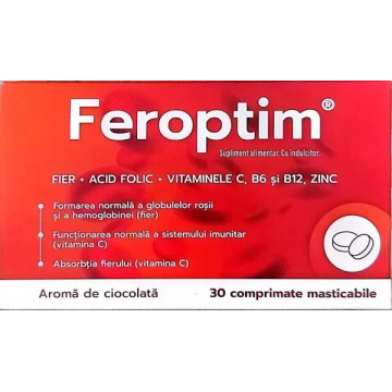Feroptim cu aroma de ciocolata - 30 cps