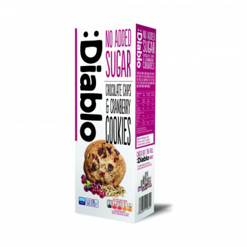 Fursecuri cu fulgi de ciocolata si merisoare Diablo, fara adaos de zahar - 135g