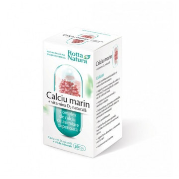 Calciu Marin + Vit. D2 Naturala - 30 cps