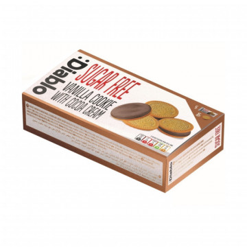 Biscuiti sandvis cu aroma de vanilie si crema de cacao Diablo, fara zahar - 176g