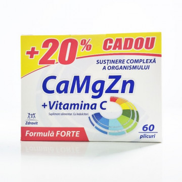 Ca+Mg+Zn+C Forte - 60 plicuri 20% cadou