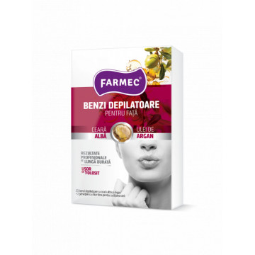 Farmec Benzi depilatoare pentru faţă cu ceară albă și argan - 20 buc