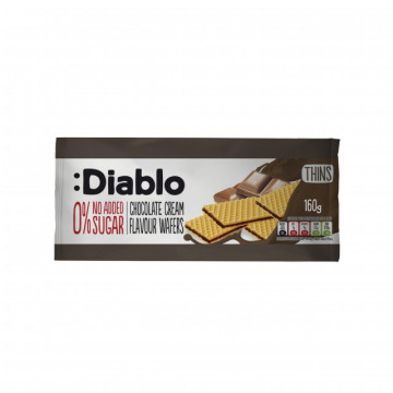 Napolitane Diablo cu crema si aroma de ciocolata, fara adaos de zahar - 160 g
