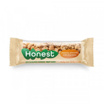 Baton cu arahide, migdale si ciocolata Honest - 35 g