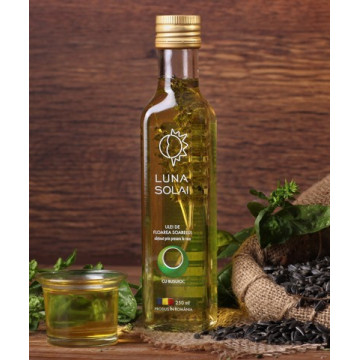 Ulei de floarea soarelui presat la rece cu busuioc - 250 ml