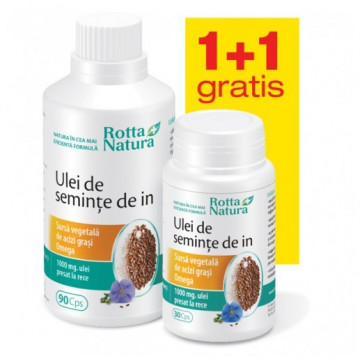 Ulei de seminte de in - 90 cps + 30 cps Gratis