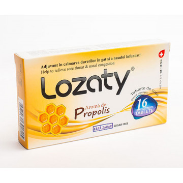 Lozaty cu aroma de Propolis fara Zahar - 16 tbl Sprint Pharma