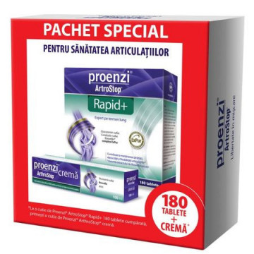 Pachet Proenzi Artrostop Rapid 180 cpr + Crema Artrostop Rapid -100 ml