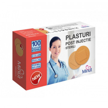 Plasturi post injectie Minut rotunzi 22mm, PVC - 100 buc