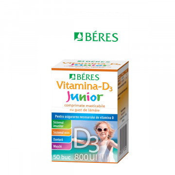 Vitamina D3 Junior, 800UI, Beres, 50 cpr masticabile