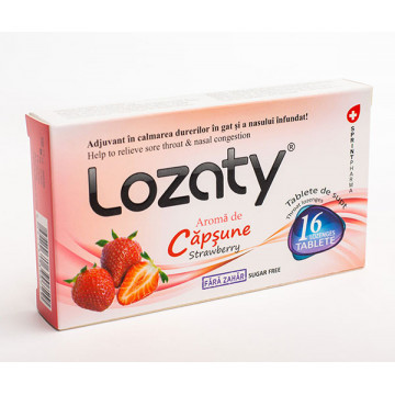 Lozaty cu aroma de Capsune fara Zahar - 16 tbl Sprint Pharma