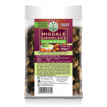 Migdale caramelizate cu aroma de Wasabi - 100 g