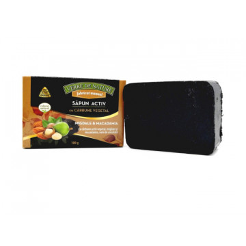 Sapun Activ cu carbune vegetal, migdale, macadamia si note de ciocolata - 100 g