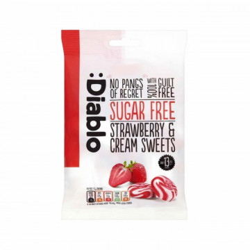 Bomboane cremoase fara zahar cu Capsuni si Frisca Diablo - 75 g