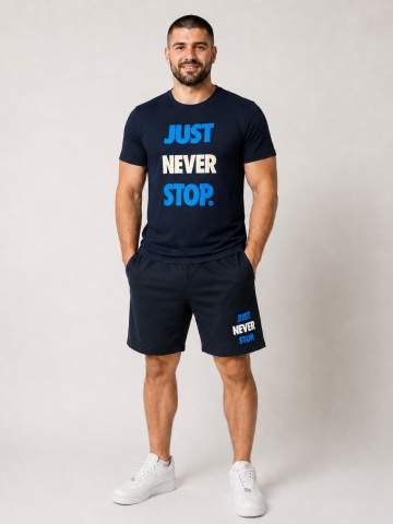Мъжки спортен комплект „Just Never Stop“ в тъмносин цвят