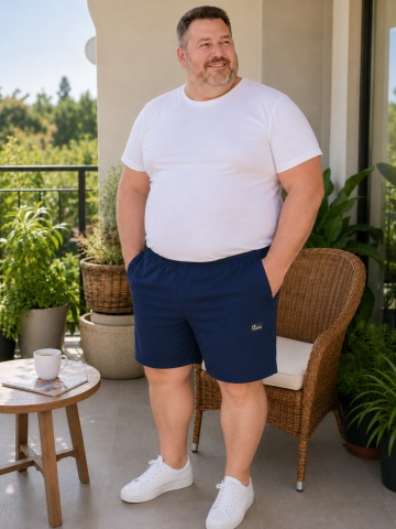 Големи памучни къси панталони Zani – Индиго | Plus Size Българско производство