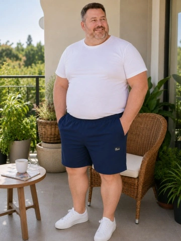 Големи памучни къси панталони Zani – Индиго | Plus Size Българско производство