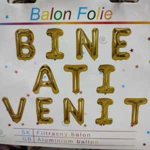 SET MESAJ ANIVERSAR baloane de folie galben metalic