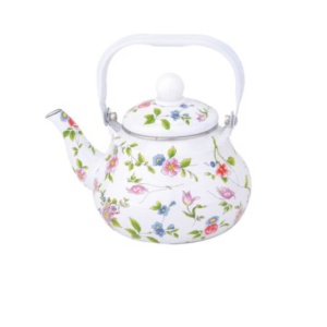 Ceainic emailat cu fluier , Grunberg GR2500,multicolor,2.5 l,Alb cu desen flori