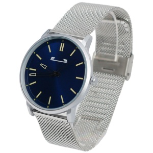 Ceas dama Precision cu bratara metalica argintie, cutie cadou, culoare argintiu, cadran albastru, indicatori negru cu galben, Otel inoxidabil - Img 2