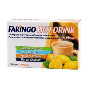 FARINGO HOT DRINK 500 mg 200 mg 4 mg x 8 GRAN. SUSP. ORALA 500mg 200mg 4mg